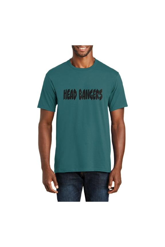Big Size Head Bangers EDM Graphic Men's Fan Favorite Crew Neck Tee Shirt - Marine Green 6XL