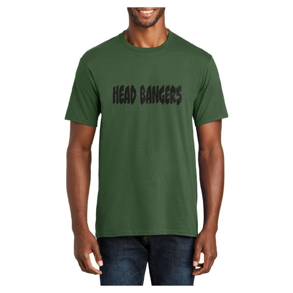 Big Size Head Bangers EDM Graphic Men's Fan Favorite Crew Neck Tee Shirt - Olive XL