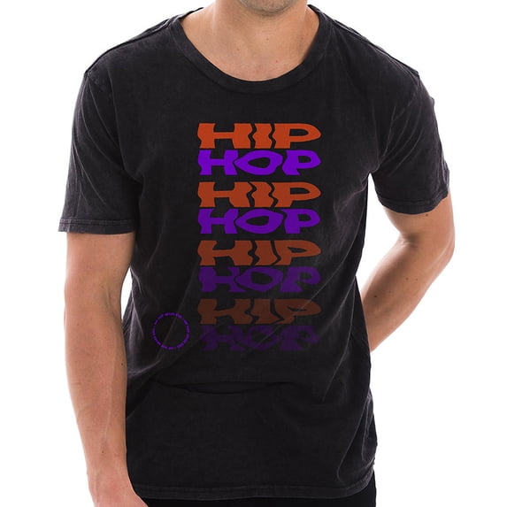 Big Size Hip Hop Wave Graphic Design Vintage Crewneck Tee - Vintage Black 2XL