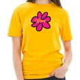 thumbnail image 1 of Big Size Hippie Flower Graphic Design Unisex Short Sleeve Cotton Jersey T-Shirt - Taxi Gold 2XL, 1 of 4