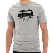 Big Size Hippie Surf Van Graphic Design Unisex Short Sleeve Cotton Jersey T-Shirt - Heather Grey XL