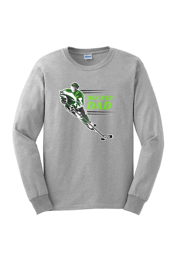 Big Size Hockey Dad Graphic Men's Ultra Cotton Long Sleeve T-Shirt - Ash 2XL