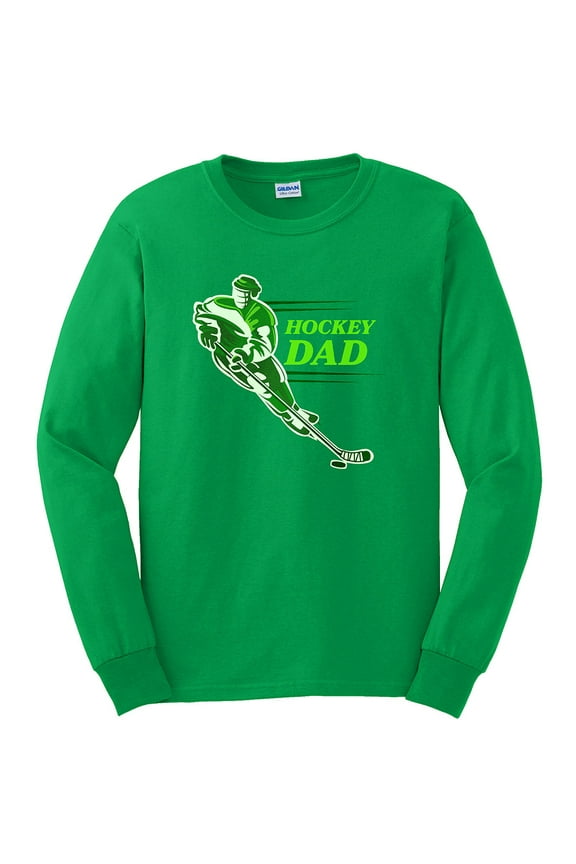 Big Size Hockey Dad Graphic Men's Ultra Cotton Long Sleeve T-Shirt - Irish Green 4XL