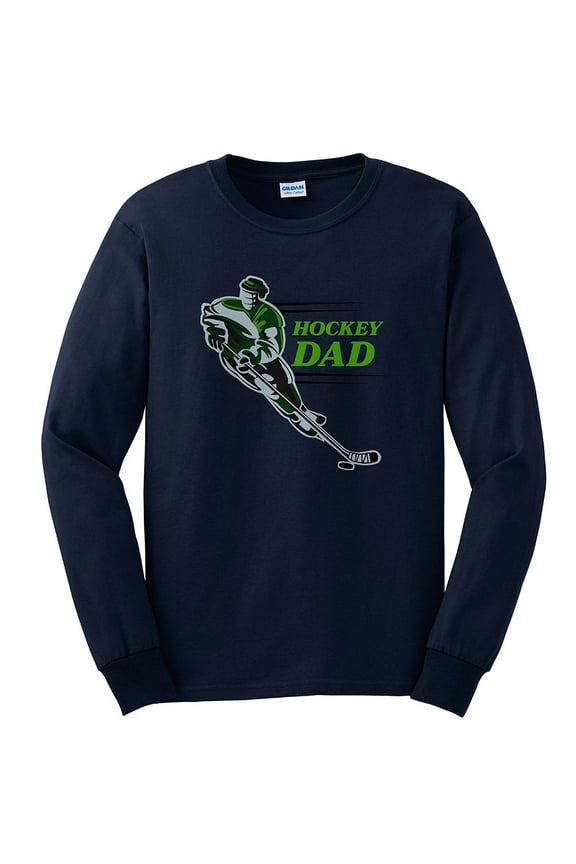Big Size Hockey Dad Graphic Men's Ultra Cotton Long Sleeve T-Shirt - Navy XL