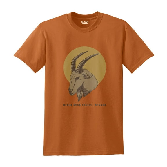 Big Size Horned Desert Sheep Polyester DryBlend Graphic Shirt - Texas Orange 5XL