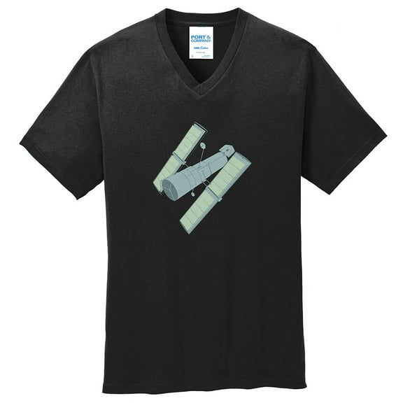 Big Size Hubble Telescope Graphic Design Men's Big Size Port & Company Core Cotton V-Neck T-Shirt - Jet Black 4XL