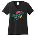 thumbnail image 1 of Big Size I Teach Awesome Kids Phrase Cotton V-Neck Graphic Shirt - Jet Black 3XL, 1 of 2