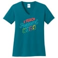 thumbnail image 1 of Big Size I Teach Awesome Kids Phrase Cotton V-Neck Graphic Shirt - Teal XL, 1 of 2