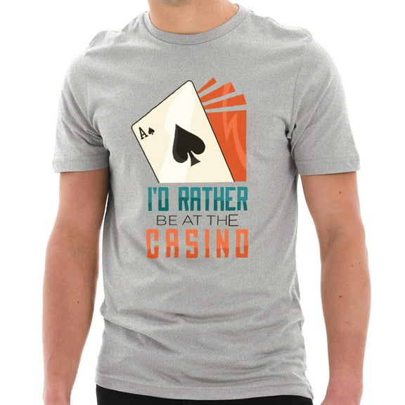 Big Size I'd Rather Be At The Casino Graphic Design Ring Spun Combed Cotton Short Sleeve Deluxe Jersey T-Shirt - Heather Grey XL