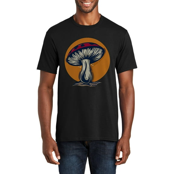 Big Size Illustrated Toadstool Graphic Men's Fan Favorite Crew Neck Tee Shirt - Jet Black XL