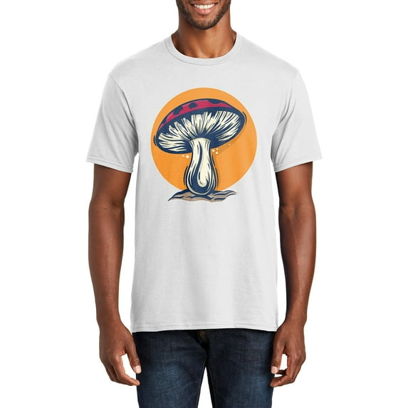 Big Size Illustrated Toadstool Graphic Men's Fan Favorite Crew Neck Tee Shirt - White XL