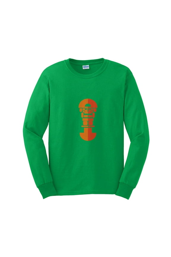 Big Size Incan Motif Ultra Cotton Long Sleeve Graphic Shirt - Irish Green 4XL