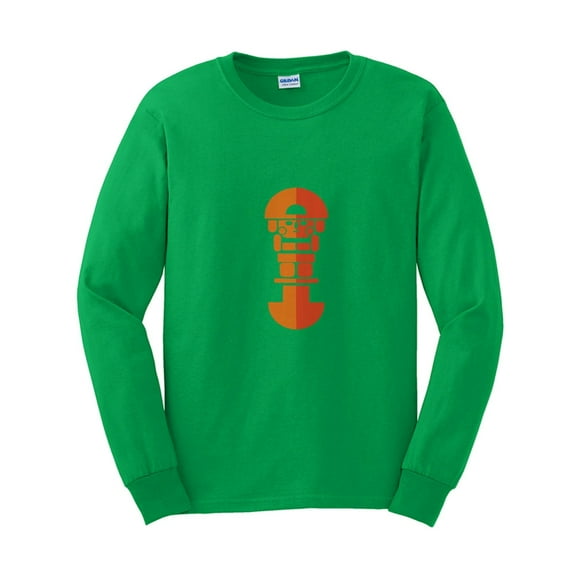 Big Size Incan Motif Ultra Cotton Long Sleeve Graphic Shirt - Irish Green 5XL