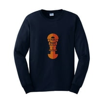 Big Size Incan Motif Ultra Cotton Long Sleeve Graphic Shirt - Navy XL
