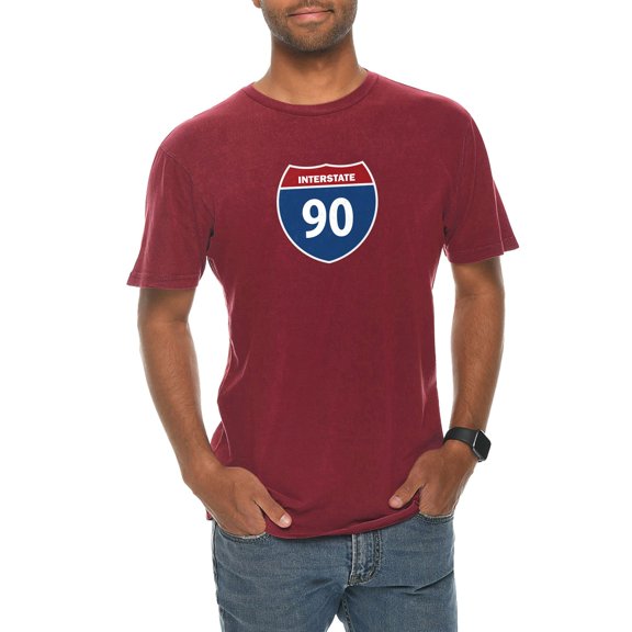 Big Size Interstate Highway 90 Graphic Design Vintage Crewneck Tee - Vintage Brick XL