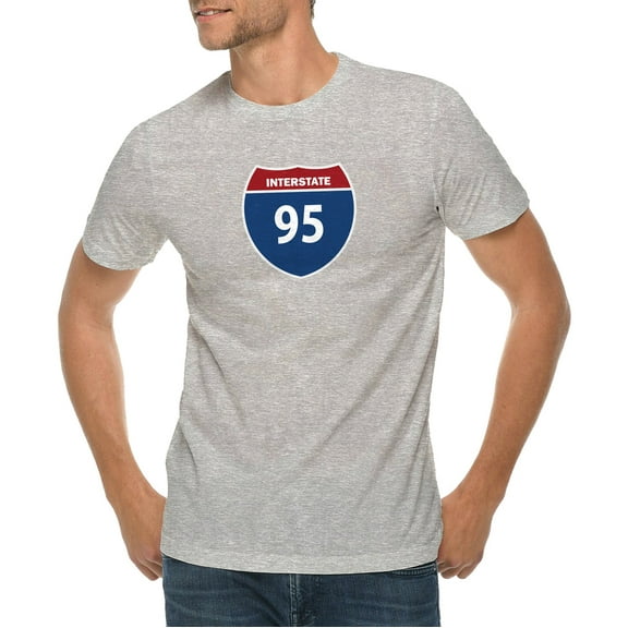 Big Size Interstate Highway 95 Graphic Design Deluxe Jersey T-Shirt - Heather Grey 3XL