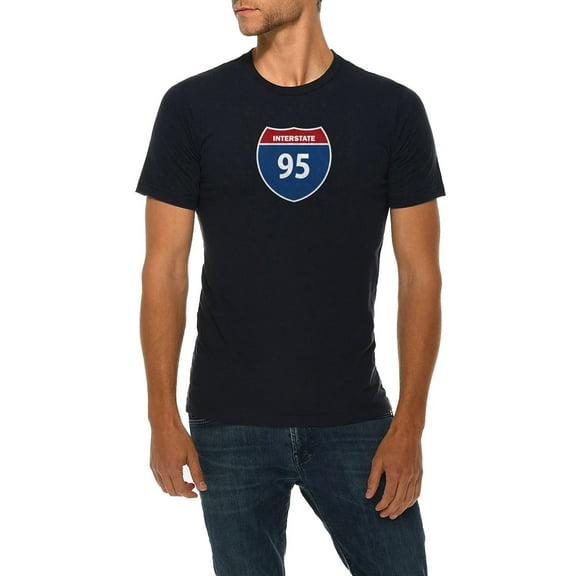 Big Size Interstate Highway 95 Graphic Design Deluxe Jersey T-Shirt - Navy 2XL