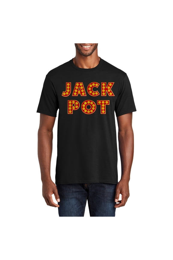Big Size Jack Pot Graphic Design Men's Big Size Fan Favorite Crew Neck Tee Shirt - Jet Black 6XL