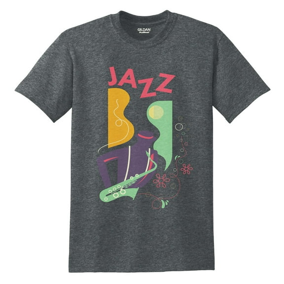 Big Size Jazz Player Polyester DryBlend Graphic Shirt - Dk Heather 5XL