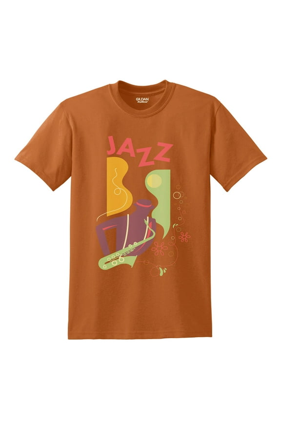 Big Size Jazz Player Polyester DryBlend Graphic Shirt - Texas Orange 4XL