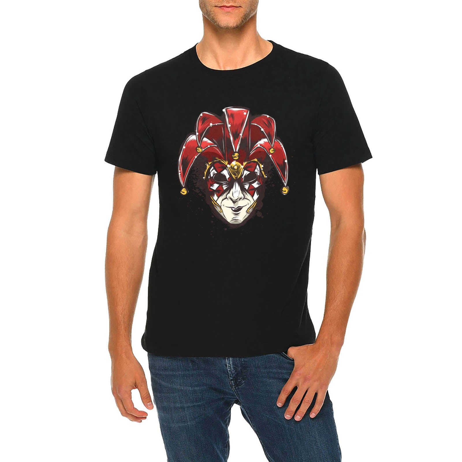 Big Size Joker Face Graphic Design Deluxe Jersey T-Shirt