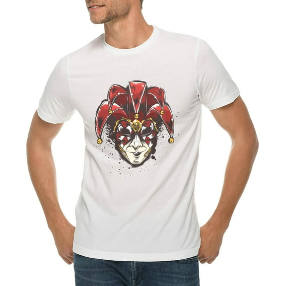 Big Size Joker Face Graphic Design Deluxe Jersey T-Shirt - White 2XL
