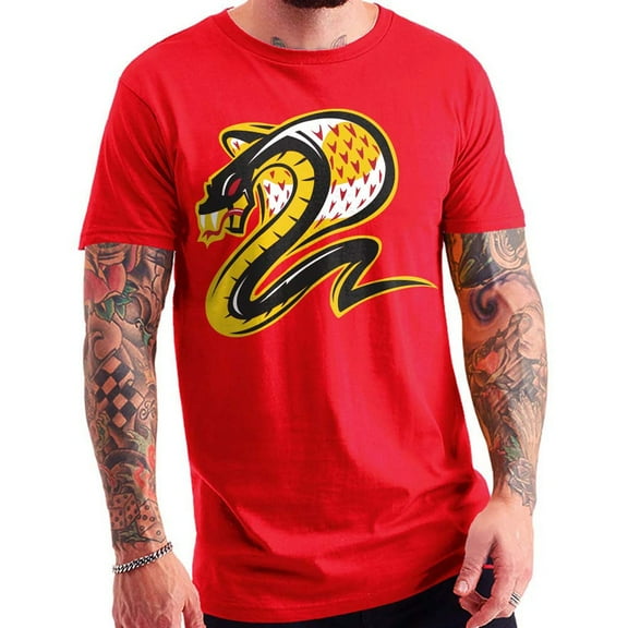 Big Size Kai the Cobra Graphic Design Lane Seven Ring Spun Jersey Cotton Short Sleeve Premium T-Shirt - Red 3XL