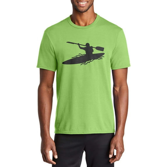 Big Size Kayak Sport Graphic Men's Fan Brand Name Performance Blend Crew Neck T-Shirt - Lime XL