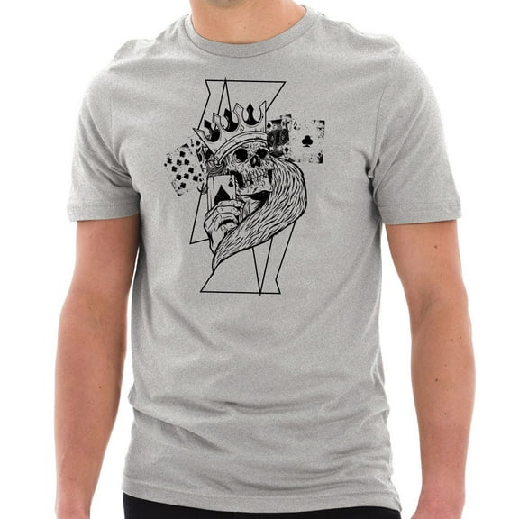 Big Size King of Cards Designed Unisex Short Sleeve Cotton Jersey T-Shirt - Heather Grey 2XL