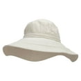 thumbnail image 1 of Big Size Ladies Linen Wide Brim Hat - Khaki 2XL, 1 of 5