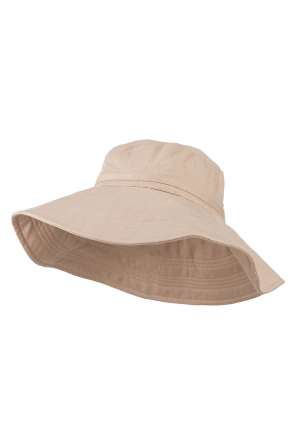 Big Size Ladies Linen Wide Brim Hat - Peach XL