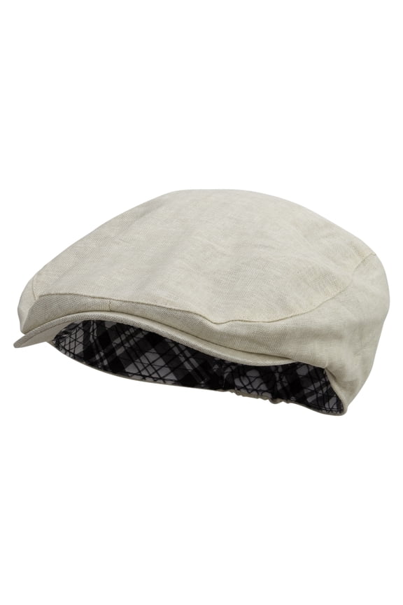 Big Size Linen Driver Ivy Cap - Khaki 2XL-3XL