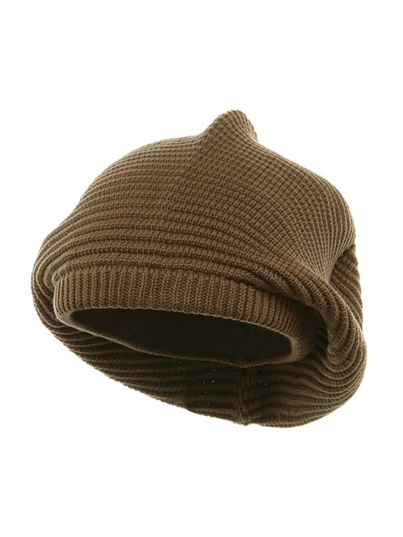 Big Size Medium Crown New Rasta Beanie Hat - Khaki XL-3XL