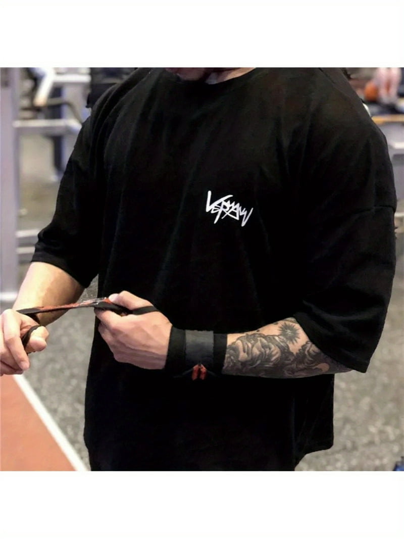 Big Size Men's Bodybuilding Tee - Oversized, Soft Cotton, Half Sleeve, Gym-Ready, Streetwear-Approved, Casual Wear for Fitness Enthusiasts