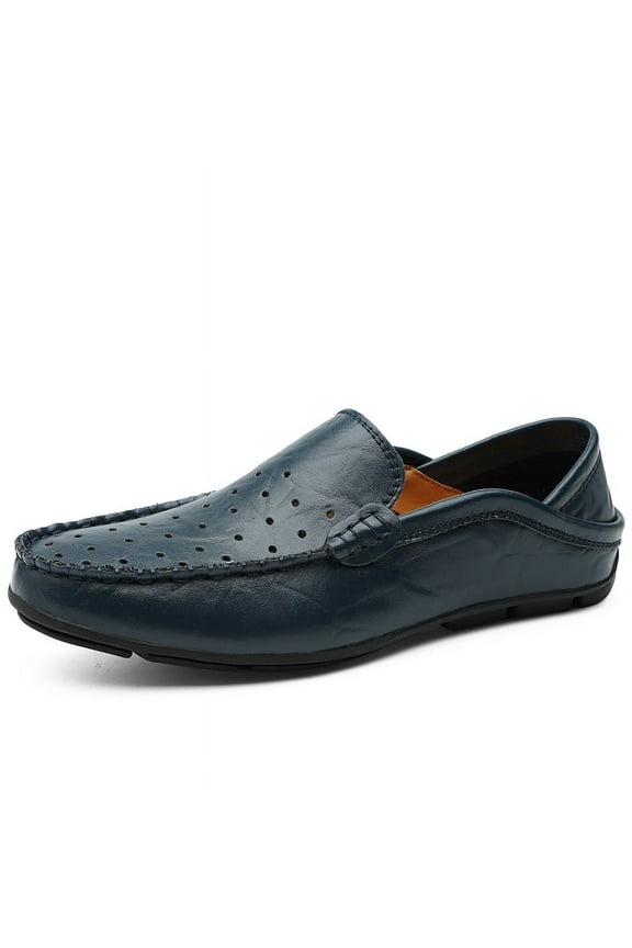 Big Size Men's Casual Hollow Loafers Slip On Leather Shoes Breathable Driving Shoes Male Moccasins Classic Penny Loafer Flats Boat Shoes