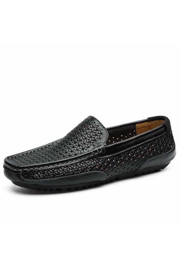 Big Size Men's Casual Loafers Slip On Leather Shoes Comfortable Lightweight Driving Shoes Male Moccasins Classic Penny Loafer Flats Boat Shoes Outdoor Walking Shoes