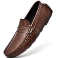 thumbnail image 1 of Big Size Men's Casual Loafers Slip On Leather Shoes Comfortable Lightweight Driving Shoes Male Moccasins Classic Penny Loafer Flats Boat Shoes Outdoor Walking Shoes, 1 of 12