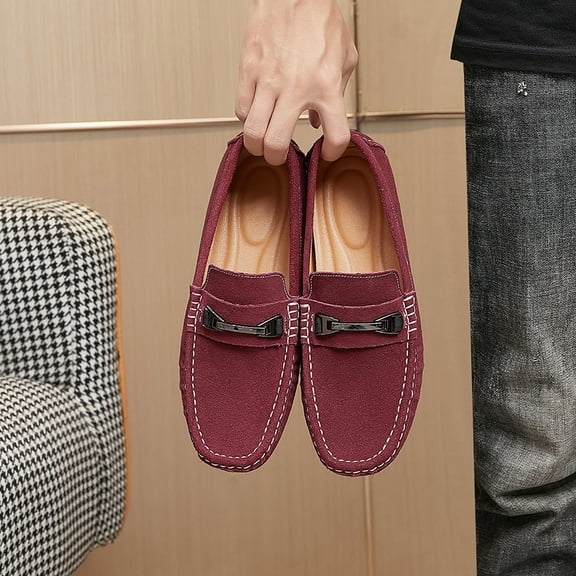 Big Size Men's Casual Loafers Slip On Leather Shoes Comfortable Lightweight Driving Shoes Male Moccasins Classic Penny Loafer Flats Boat Shoes Outdoor Walking Shoes