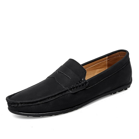 Big Size Men's Casual Loafers Slip On Leather Shoes Lightweight Driving Shoes Moccasins Classic Penny Loafer Flats Boat Shoes