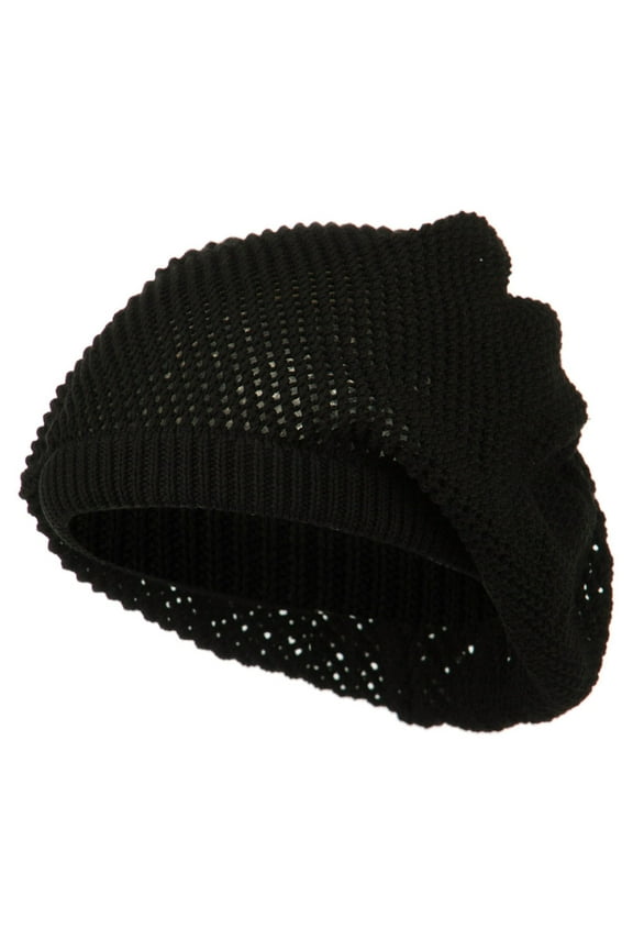 Big Size Mesh Deep Shell Beanie Hat - Black XL-3XL