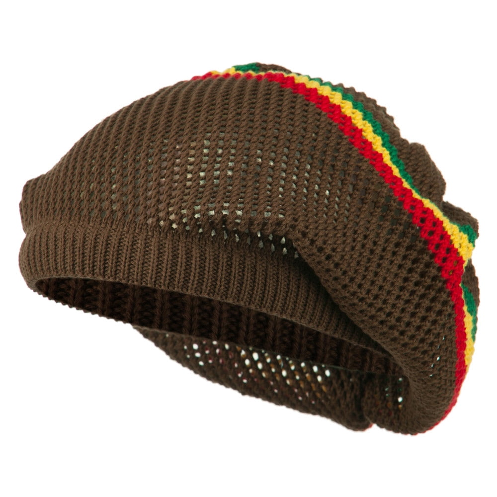 Big Size Mesh Rasta Deep Shell Beanie - Brown XL-3XL  display picture 3
