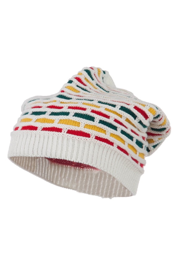 Big Size New Rasta Honey Deep Beanie - White XL-3XL