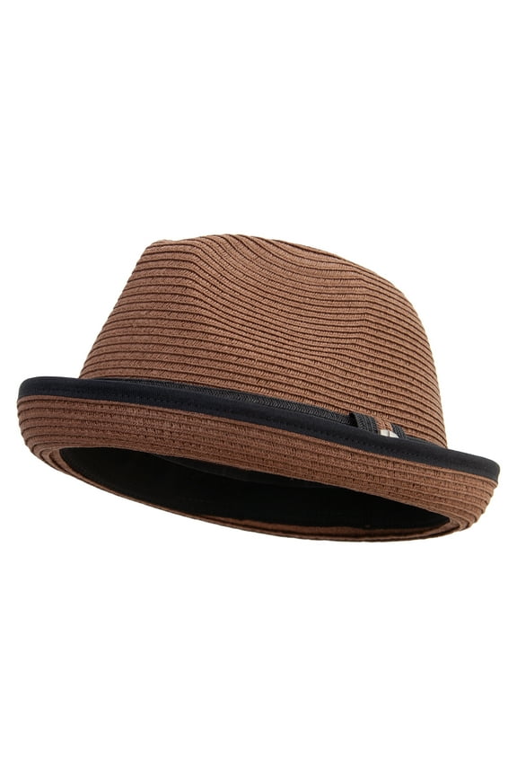 Big Size Paper Upbrim Fedora - Brown 2XL-3XL