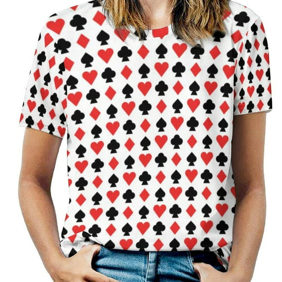 Big Size Playing Poker Card T Shirts Hearts Diamonds Clubs Spades Street Wear T-Shirt Short Sleeve Lady Hip Hop Tshirt S