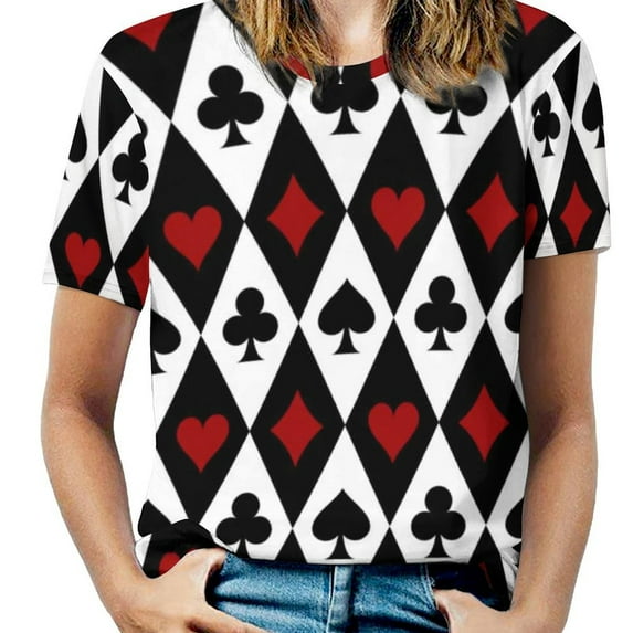 Big Size Playing Poker Card T Shirts Hearts Diamonds Clubs Spades Street Wear T-Shirt Short Sleeve Lady Hip Hop Tshirt S