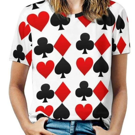 Big Size Playing Poker Card T Shirts Hearts s Clubs Spades Street Wear T-Shirt Short Sleeve Lady Hip Hop T-Shirt Tees