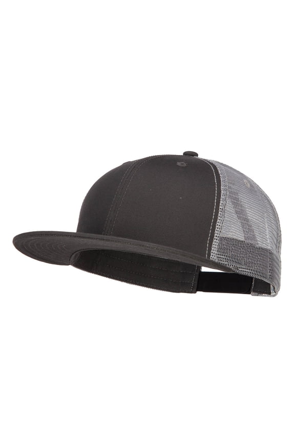 Big Size Premium Flat Bill Trucker Cap - Charcoal Grey XL-3XL