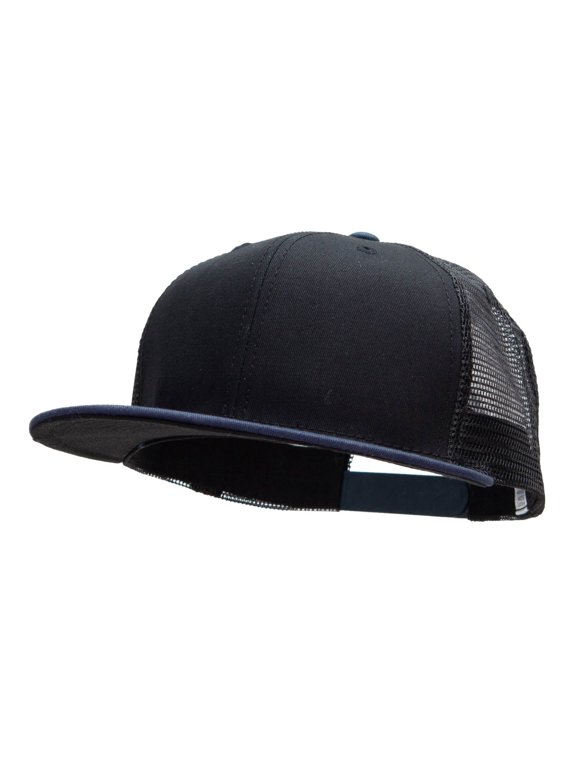 Big Size Premium Flat Bill Trucker Cap - Navy Black XL-3XL