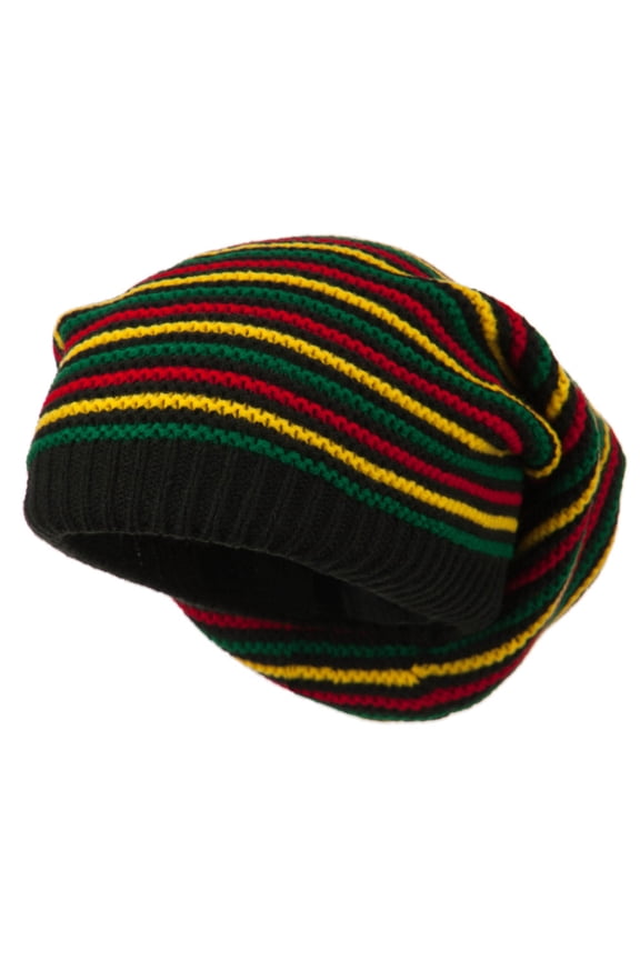 Big Size Rasta Striped Multi Deep Beanie - Rasta XL-3XL