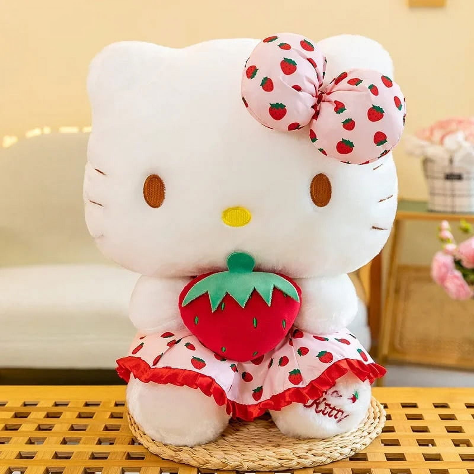 Big Size Sanrio Strawberry HelloKitty Plushies Comfort Pillow Cartoon Anime Stuffed Animal Rag Doll Home Decor Gift